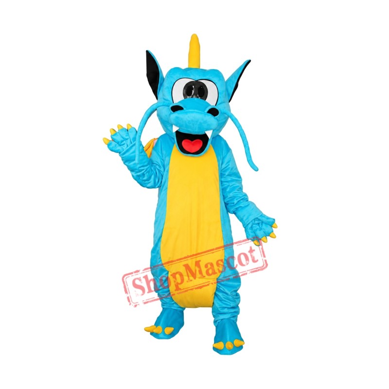 Blue Yellow Serrated Teeth Dragon Mascot Adult Costume Free Shipping Blue Yellow Serrated Teeth Dragon Mascot Adult Costume Free Shipping