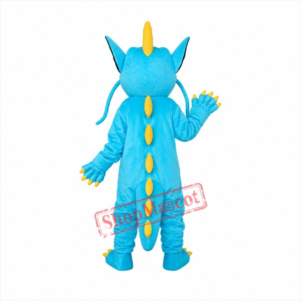 Blue Yellow Serrated Teeth Dragon Mascot Adult Costume Free Shipping