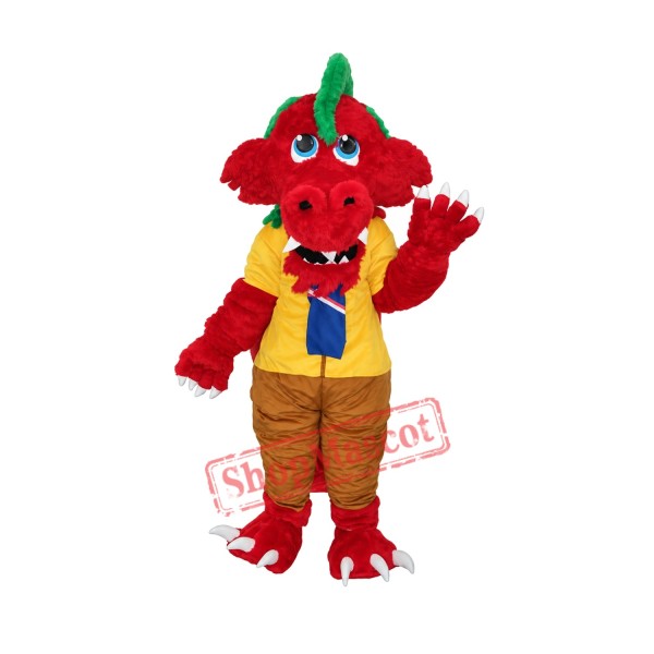 Long Wool Red Dragon Mascot Adult Costume Free Shipping Long Wool Red Dragon Mascot Adult Costume Free Shipping