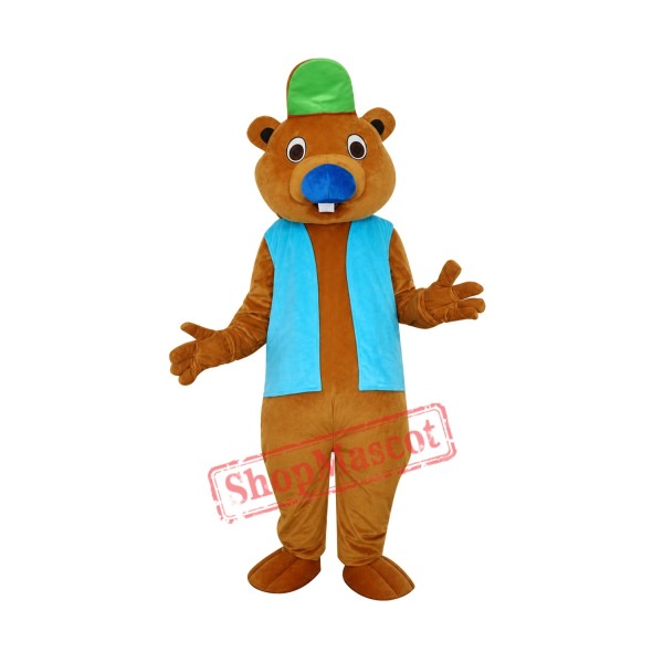 Brown Beaver W Big Tail Mascot Costume