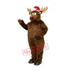 Cute Brown Mascot Costume Deer with Santa Hat