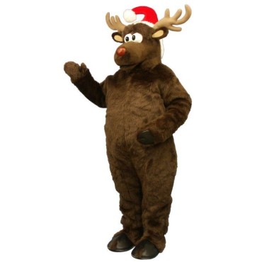 Cute Brown Mascot Costume Deer with Santa Hat