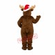 Cute Brown Mascot Costume Deer with Santa Hat Cute Brown Mascot Costume Deer with Santa Hat