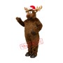 Cute Brown Mascot Costume Deer with Santa Hat