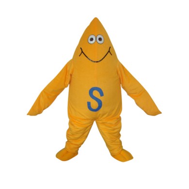 Yellow Starfish Short Plush Adult Mascot Costume Free Shipping