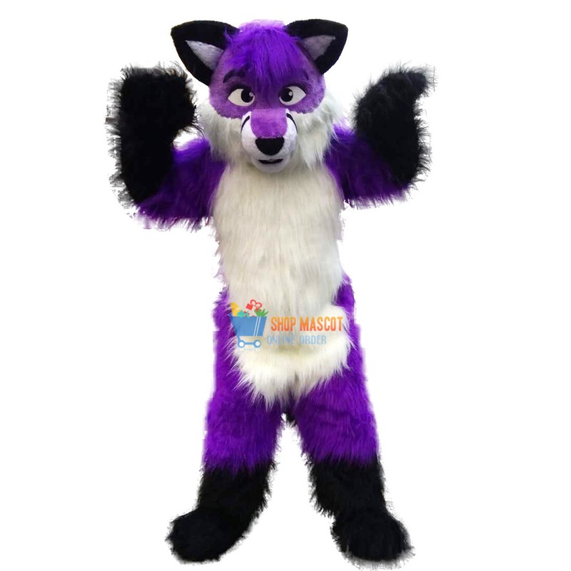 Plush Purple Wolf Husky Mascot Costume