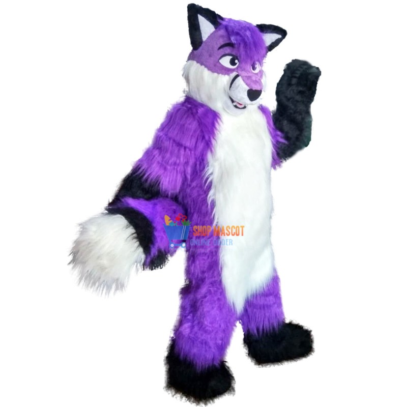 Plush Purple Wolf Husky Mascot Costume