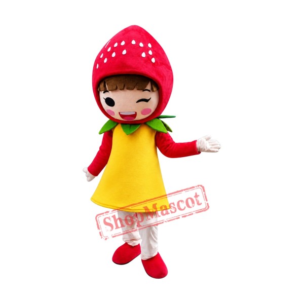 Strawberry Shortcake Girl Cartoon Adult Mascot Costume
