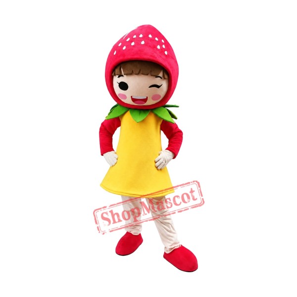 Strawberry Shortcake Girl Cartoon Adult Mascot Costume