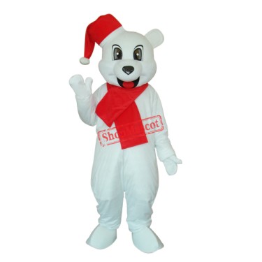 White Christmas Bear Mascot Adult Costume
