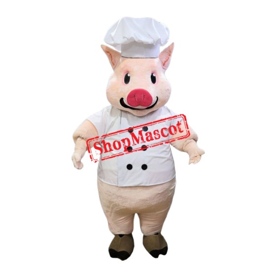 Superb Realistic Chef Pig Mascot Costume