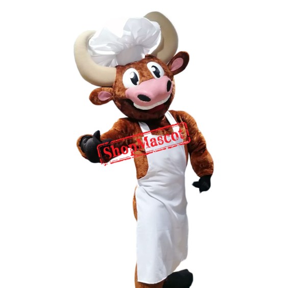 Realistic Chef Bull Mascot Costume