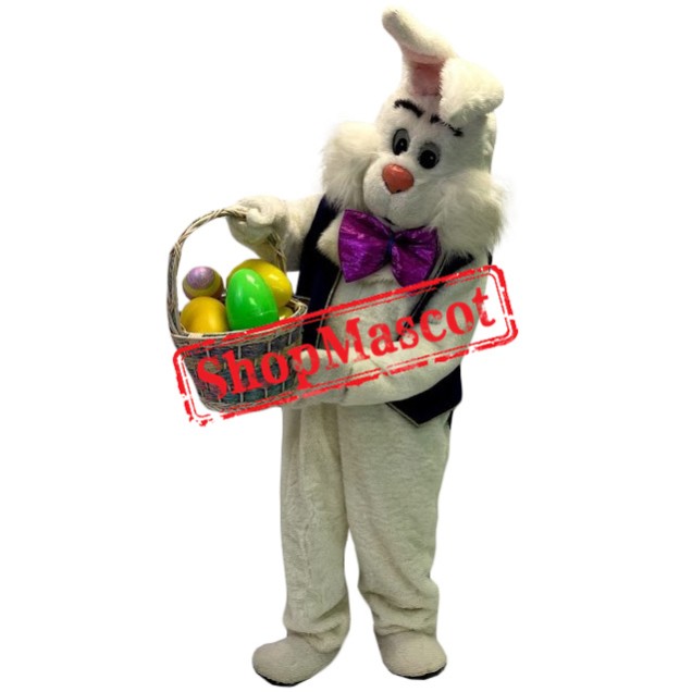Friendly Realistic White Rabbit Mascot Costume