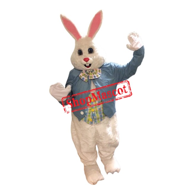 Happy Blue Suit Easter Bunny Mascot Costume