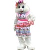 Happy Pink Dress Easter Bunny Mascot Costume