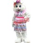 Happy Pink Dress Easter Bunny Mascot Costume
