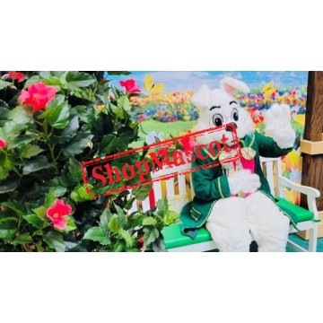 Realistic Green Suit Rabbit Mascot Costume