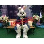 Realistic Blue Suit Rabbit Mascot Costume