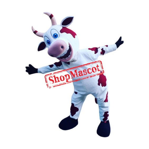 White & Red Lightweight Cow Mascot Costume