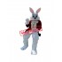 Friendly Red Suit Easter Bunny Mascot Costume