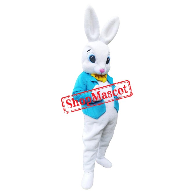 Lovely Blue Suit Easter Bunny Mascot Costume