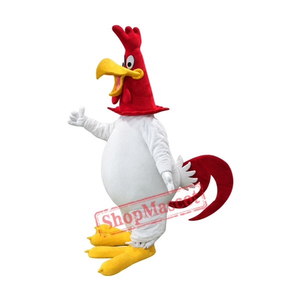 Superb White Rooster Mascot Costume Superb White Rooster Mascot Costume