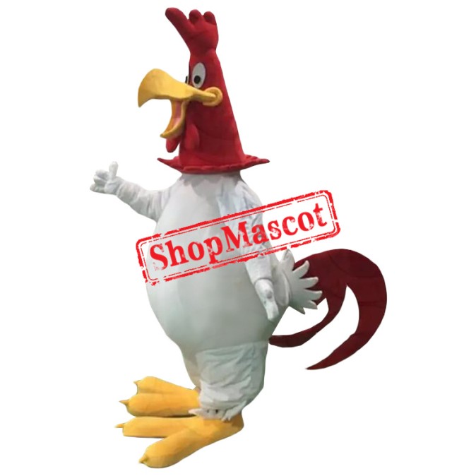 Superb White Rooster Mascot Costume