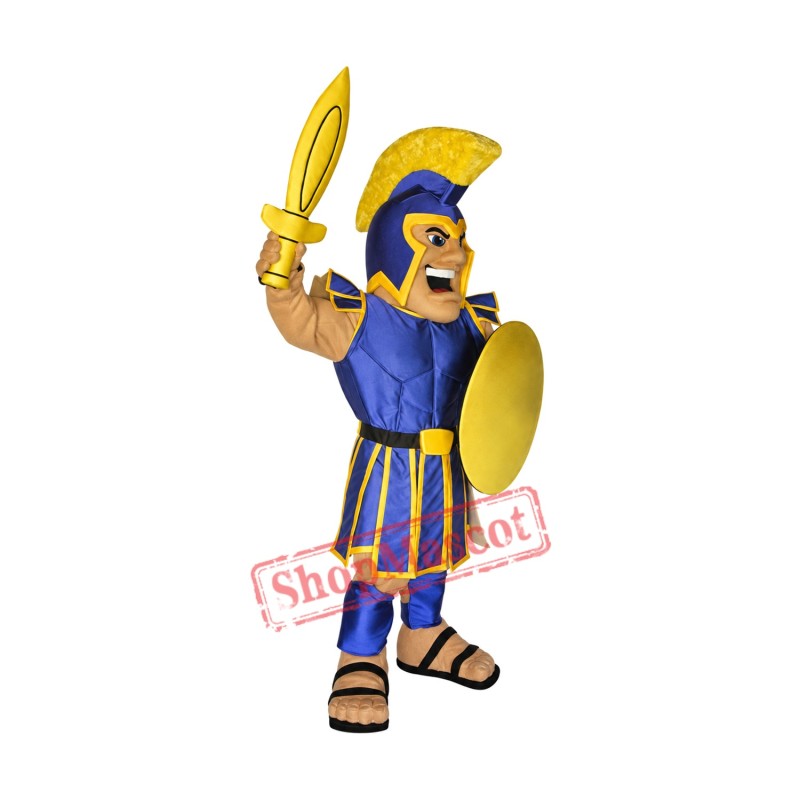 Yellow Blue Spartan Mascot Costume