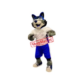 Blue White Wolf Mascot Costume