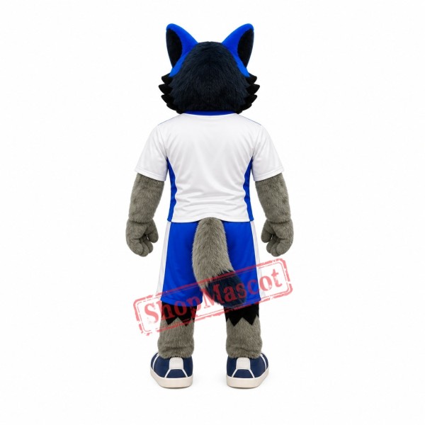 Blue White Wolf Mascot Costume Blue White Wolf Mascot Costume