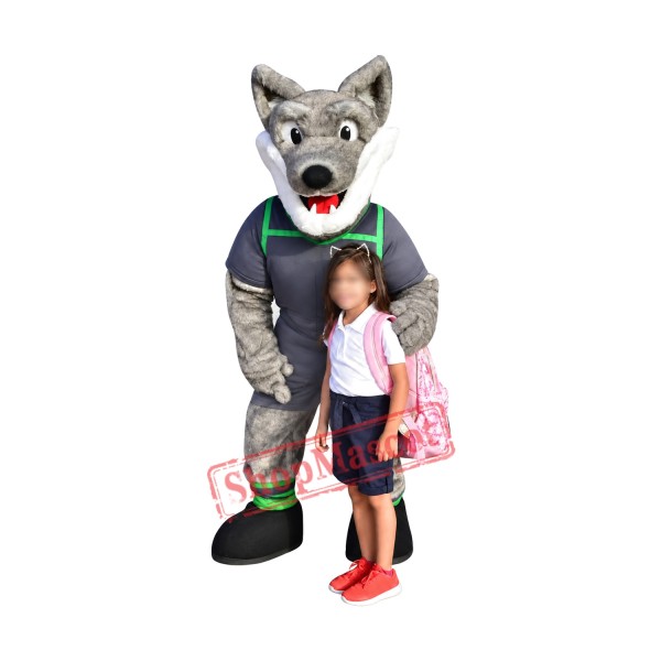 Grey White Wolf Mascot Costume