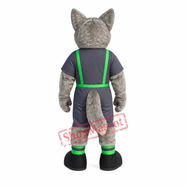 Grey White Wolf Mascot Costume Grey White Wolf Mascot Costume