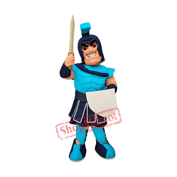 Fierce Blue Spartan Mascot Costume