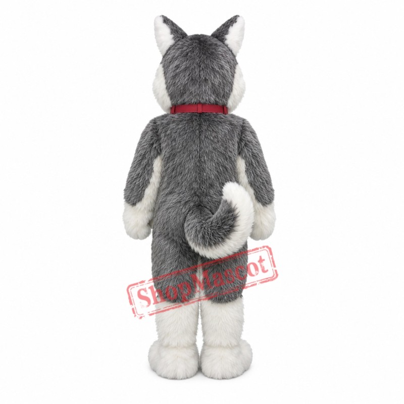 Cute Realistic Husky Dog Mascot Costume