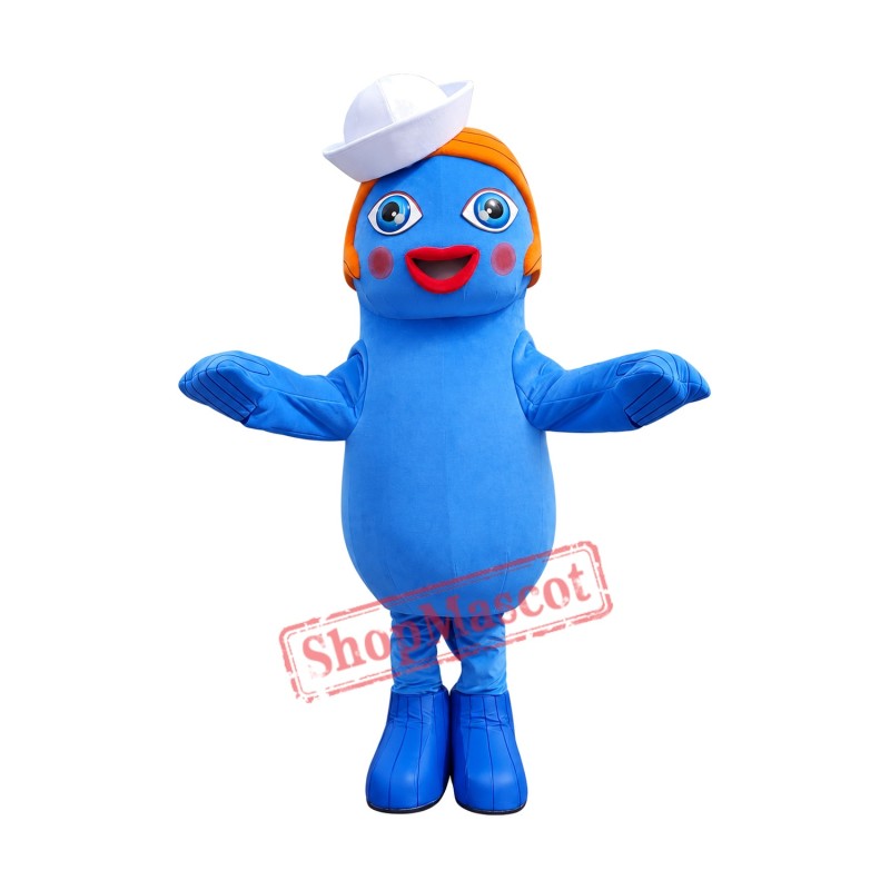 Blue Female Fish Mascot Costume Blue Female Fish Mascot Costume