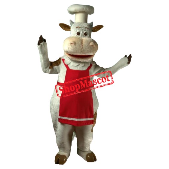 Chef Realistic White Bull Mascot Costume Chef Realistic White Bull Mascot Costume