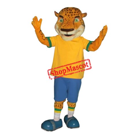 Friendly Realistic Leopard Mascot Costume Friendly Realistic Leopard Mascot Costume