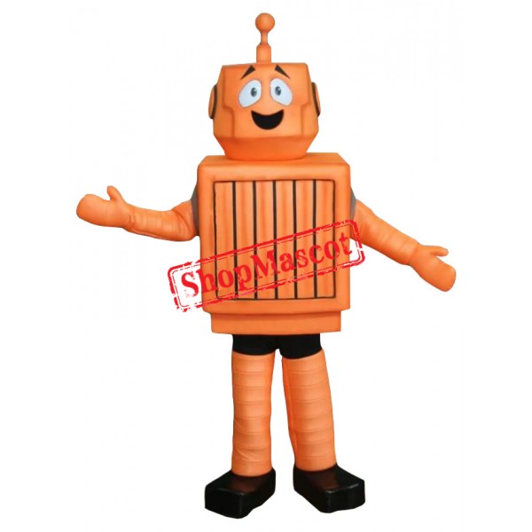 Friendly Orange Robot Mascot Costume