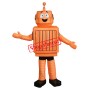Friendly Orange Robot Mascot Costume