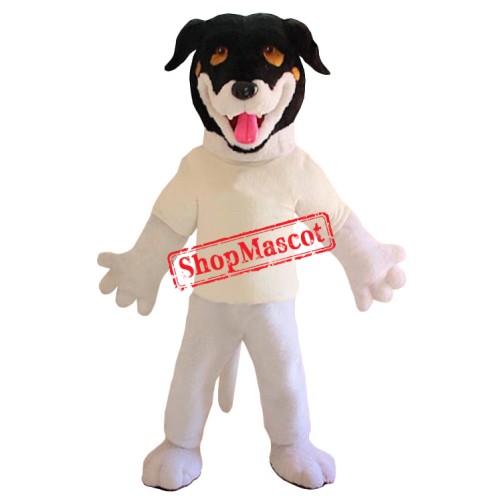 White Black Realistic Dog Mascot Costume