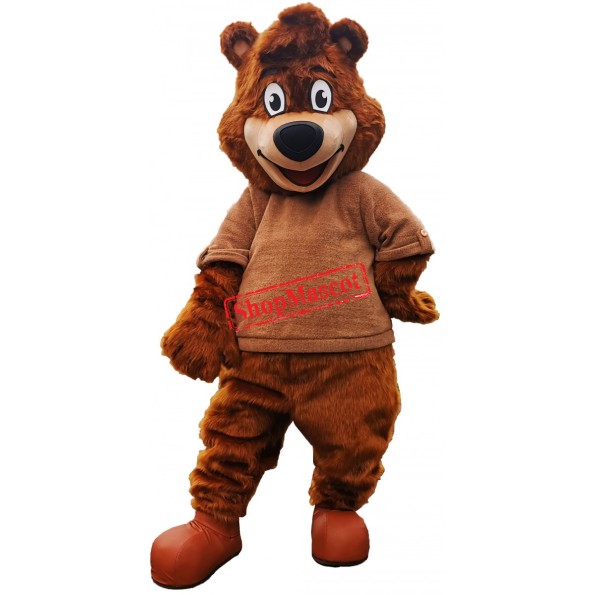 Superb Happy Realistic Brown Bear Mascot Costume