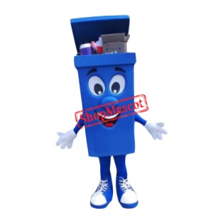 Friendly Lightweight Blue Trash Can Mascot Costume