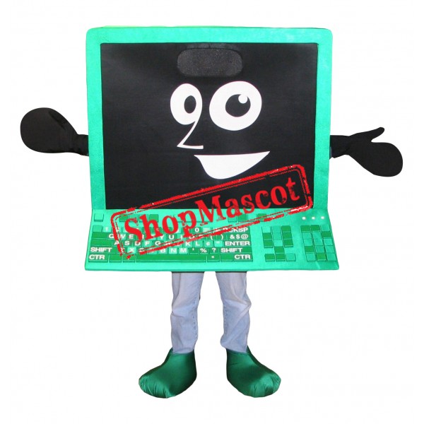 Green Laptop Mascot Costume