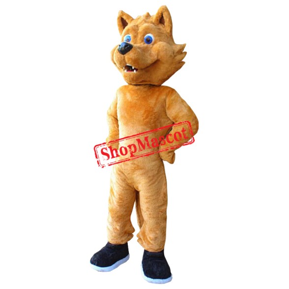 Happy Realistic Lightweight Wolf Mascot Costume Happy Realistic Lightweight Wolf Mascot Costume