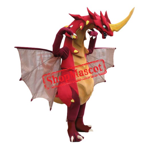 Superb Fierce Lightweight Red Dragon Mascot Costume