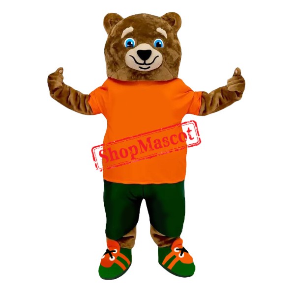 Happy Realistic Lightweight Brown Bear Mascot Costume