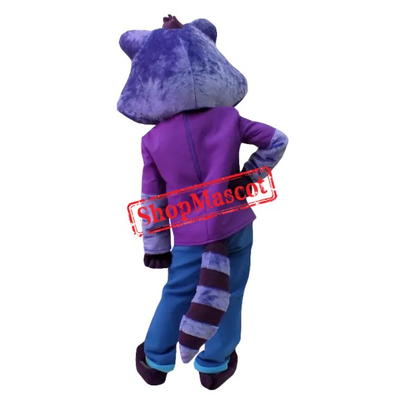 Purple Raccoon Mascot Costume