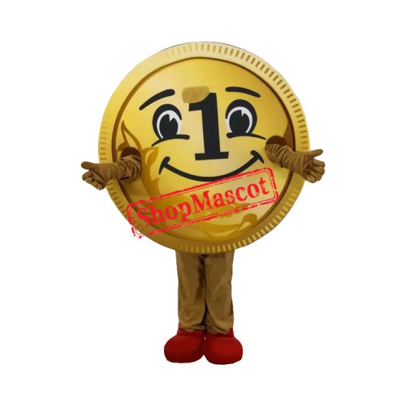 Happy Lightweight Golden Coin Mascot Costume