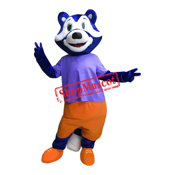 Happy Blue Raccoon Mascot Costume