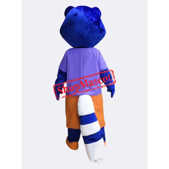 Happy Blue Raccoon Mascot Costume Happy Blue Raccoon Mascot Costume